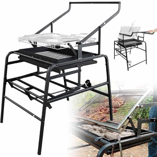 Parrilla de carbón portátil para acampar al aire libre, parrilla con rejilla de cocción giratoria de 360 grados, parrilla de barbacoa plegable para fiestas en el jardín del patio trasero picnics