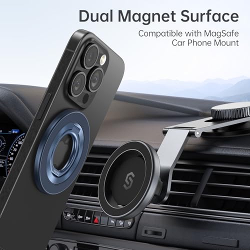 SYNCWIRE Magnetic Phone Ring Holder for MagSafe, 360° Rotation Cell Phone Grip Stand Finger Ring Kickstand Two-Sided Magnet Compatible with iPhone 17 Pro Max 16 15 14 13 12 MagSafe Accessories
