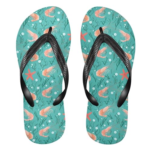 Burbuja Shrimps Flip Flops for Women Men, Soft Thong Sandals Rubber Slippers for Pool Beach Essentials