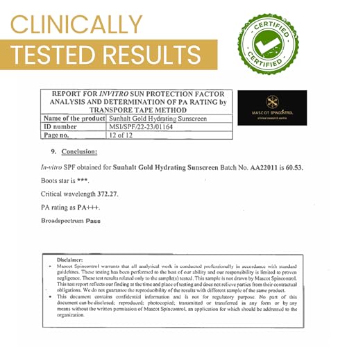 GOLD Sunscreen SPF 50 PA+++ for UV Broad Spectrum Protection, Hydrating Gel With Aloe Vera, No White Cast, Water Resistant, Dermatologically... - Image 7