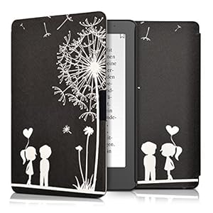 kwmobile hoes compatibel met Kobo Aura Edition 2 – Case voor e-reader in wit/zwart – Paardenbloemen Liefde