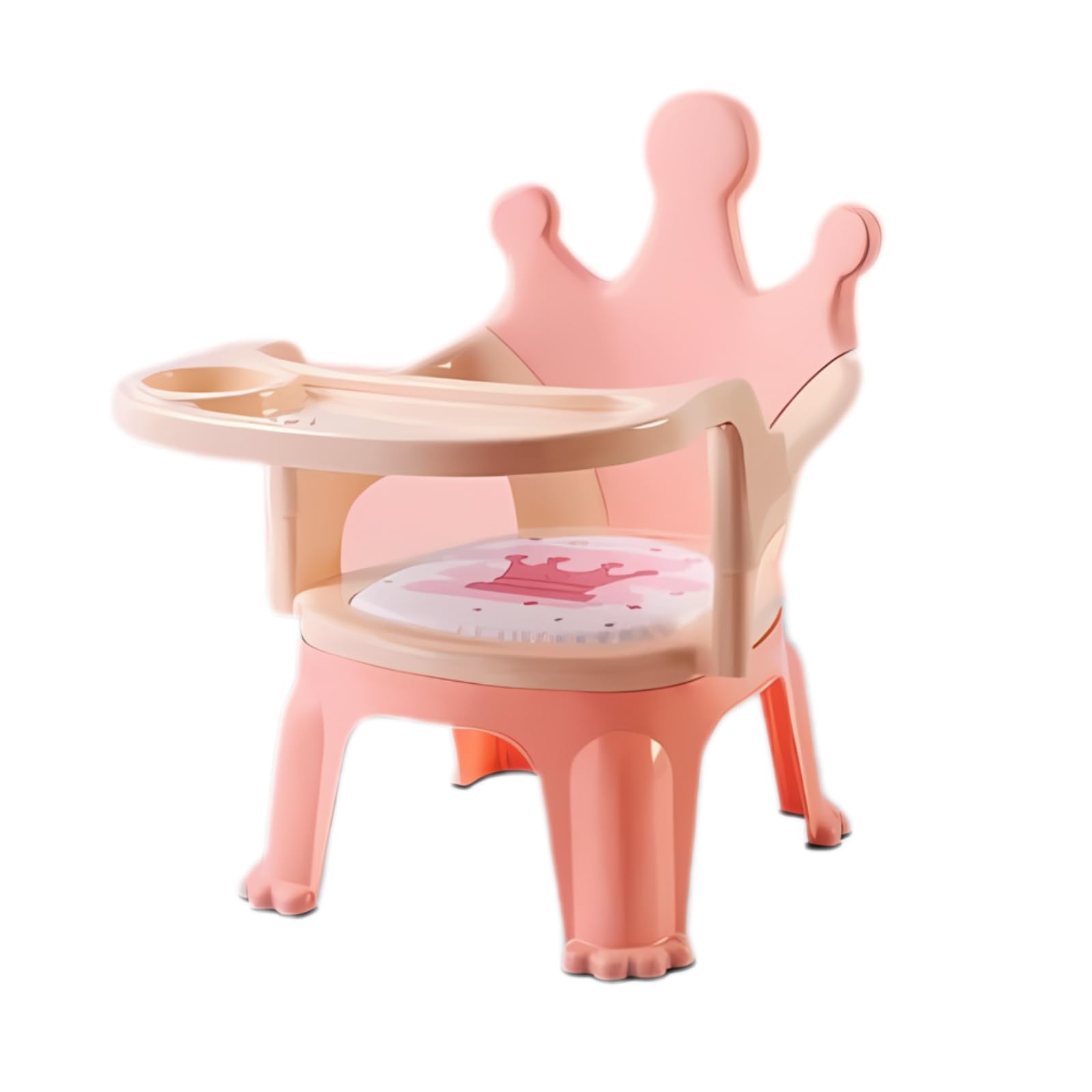 SMILE BABY Baby Chair for Kids Study Table Chair with Cushion Seat, Removable Food Tray & High Backrest, Booster Seat for Baby, Home School Kids Chair for Toddlers (Peach)