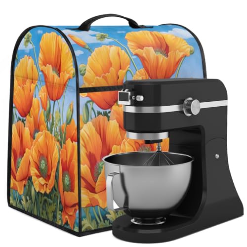 Coffee Maker Cover Vintage Poppy Flower Kitchen Appliance Covers Small Appliance Covers Blender Cover Juicer Cover Dust Covers for Kitchen Appliances with Top Handle and Pockets,Washable,C873
