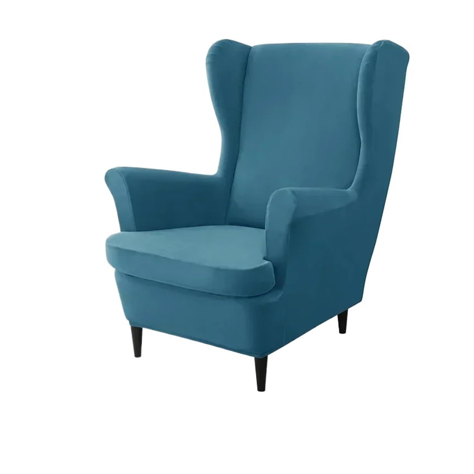 GCYEIDMA Wing Chair Slipcover Wing Chair Cover Stretch Elastic Wingback Sofa Covers Soild Color Armchair Slipcovers with Seat Cushion Slipcover(Peacock Blue Cover)