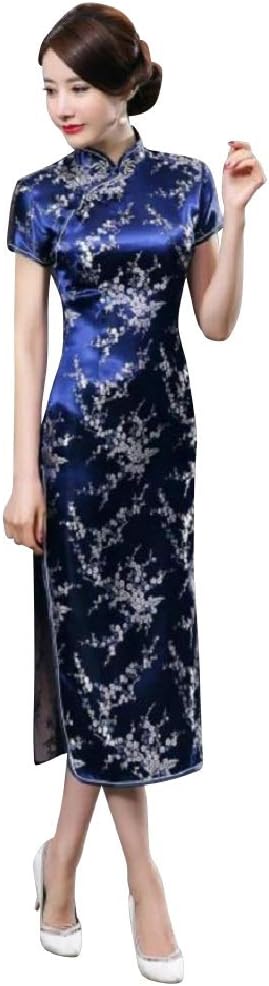 Amazon Co Jp Veroman チャイナドレス コスプレ ハロウィン チャイナ服 パーティ ドレス ロング M 青 梅木模様 ホビー