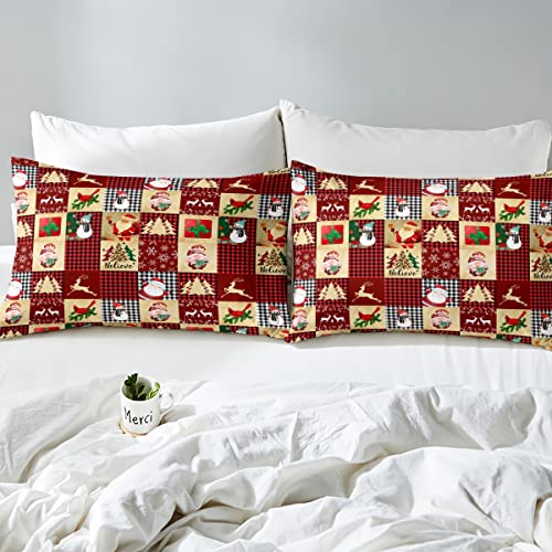 Santa Dwarf Fitted Sheet Leopard Print Christmas Tree Sheet Set,Black White Buffalo Checked Bed Sheets Elk Deer Bed Cover King,Geometric Lattice Patchwork Cute Scandinavian Christmas Decorations #TOP3