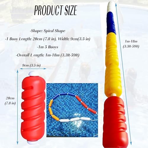 Divisori galleggianti per piscine, corda di sicurezza in nylon resistente per la demarcazione e la separazione della piscina