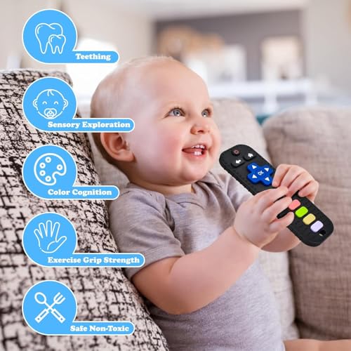 Image of Silicone Teething Toys for Babies 3-6 Months, Teethers for Babies 6-12 Months, Remote Control Teething Toy, Sensory Toy for Baby, Baby Chew Toys for Teething Relief