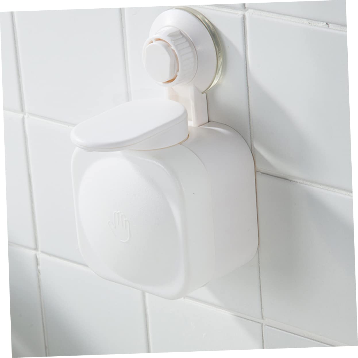 BRIGHTFUFU Manual Soap Dispenser Pump 9x16cm Leakproof White Wall-Mounted for Bathroom Kitchen Shower