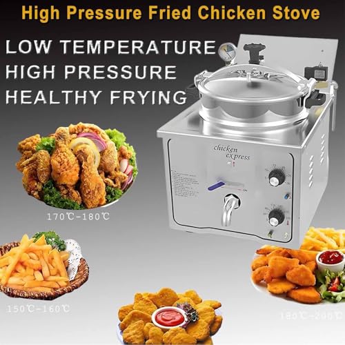 Przenośna frytkownica ciśnieniowa, 3000W, stal nierdzewna, elektryczna frytkownica 16L do kurczaka, ryb i innych, duża pojemność, komercyjny piec gastronomiczny