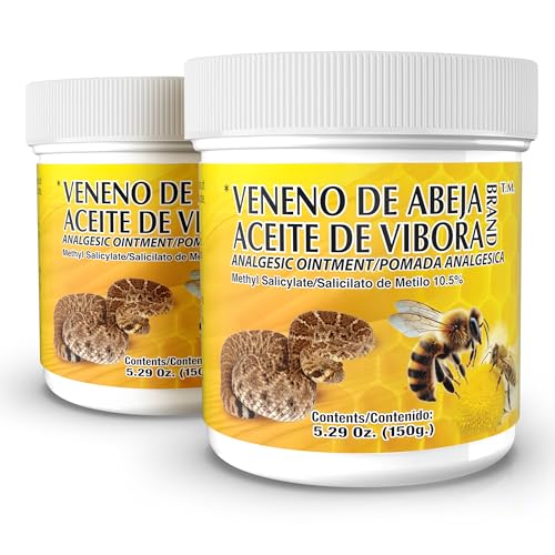 Veneno De Abeja Aceite Vibora Ointment Analgesic Ointment Topical Pain Relief Bee Venom Cream Reduce Inflammation Fresh Scent Unguent of 5.29 Oz Jars (Pack of 2)