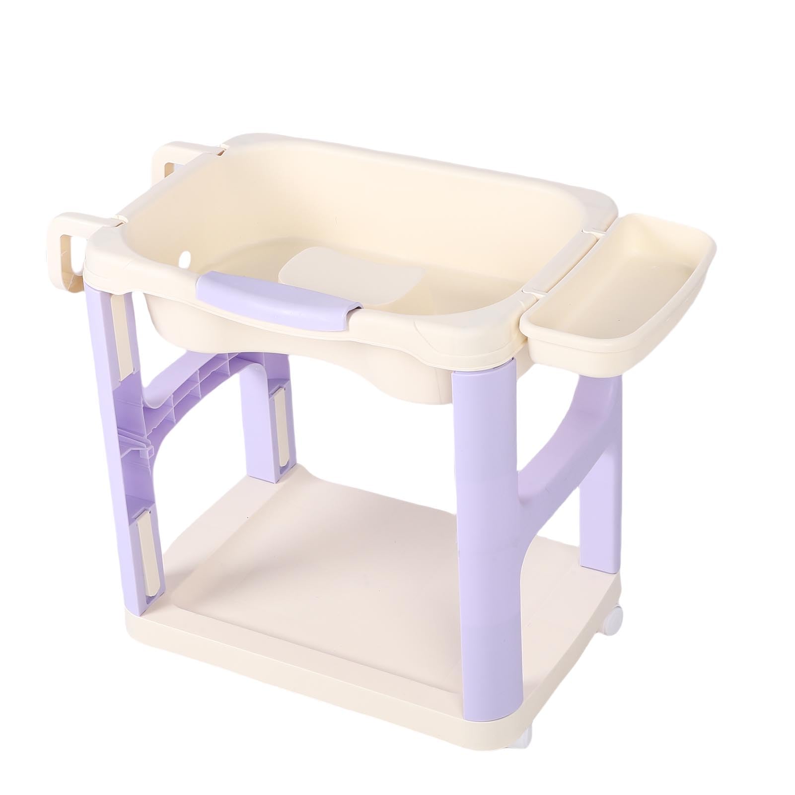 ViaGasaFamido Ergonomiczna Umywalka na Szampon z Tworzywa Sztucznego, Umywalka do Mycia Włosów Wielokrotnego Użytku z Uniwersalnymi Kółkami do Użytku Domowego (PURPLE)