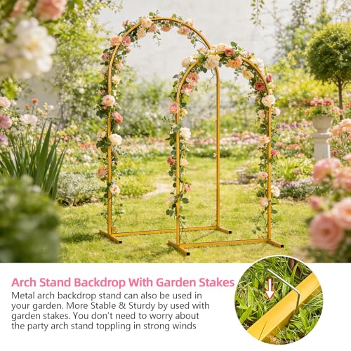 Soporte Arco de Metal para Fondo, Set de 2 Arcos Dorados 7.2x4FT y 6x2.6FT miniatura 5