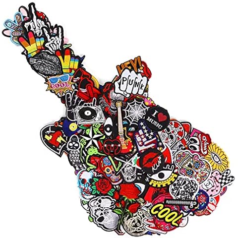 ZAIONE Embroidered Patches Iron-on Appliques: 30pcs Random Assorted Cool Punk Hip-hop Styles Iron on Patch Embroidery Sew on Patches for DIY Jackets Clothing Cover