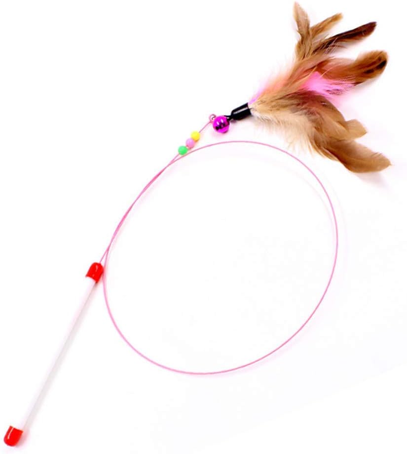 SLSON Feather Teaser Cat Toy, Interactive Cat Catcher and Exerciser Wand for Cats and Kitten Playing, with Feather, Bell and Flexible Wire SLSON Feather Teaser Cat Toy, Interactive Cat Catcher and Exerciser Wand for Cats and Kitten Playing, with Feather, Bell and Flexible Wire