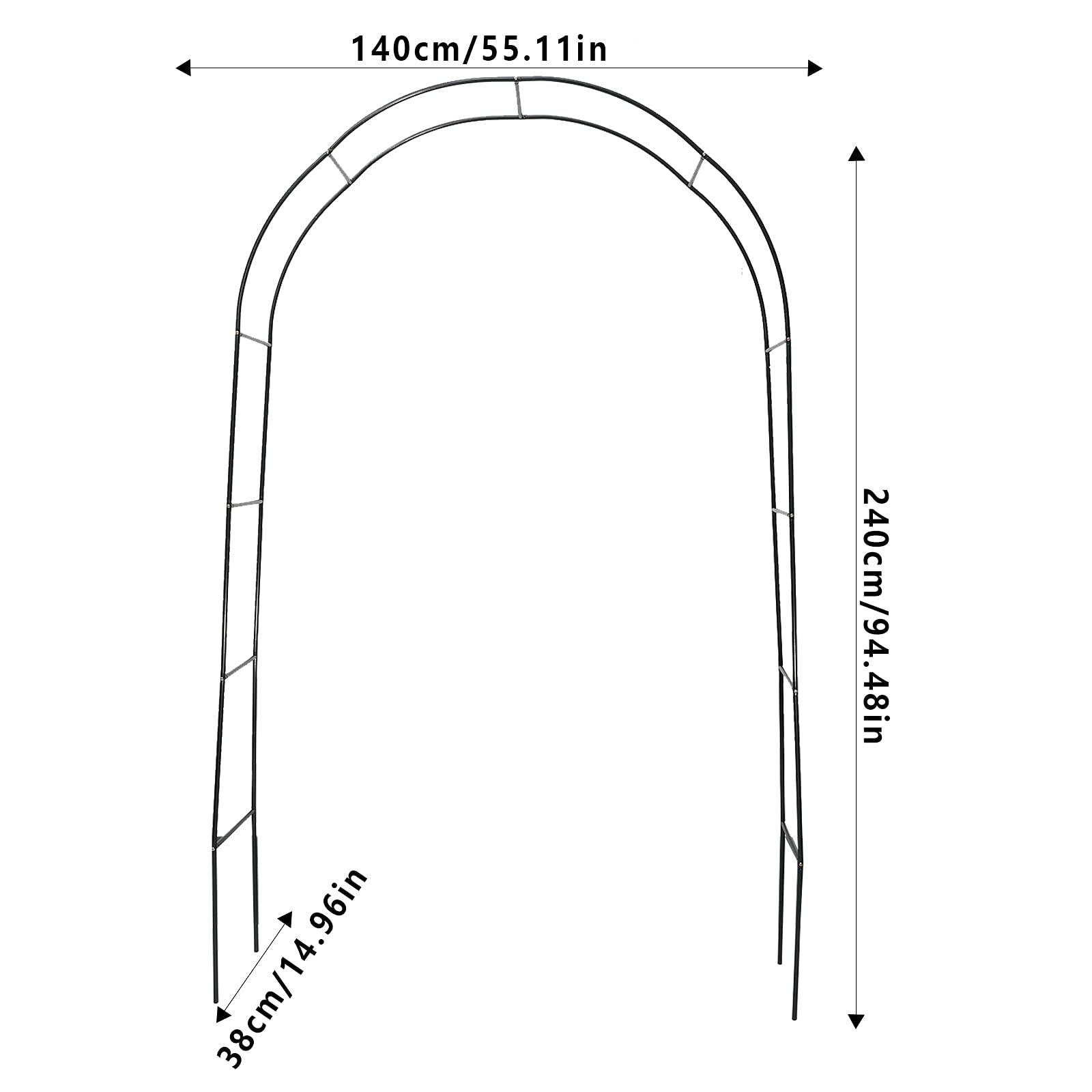Gartenbogen Hochzeitsbogen, Metall-Pergola-Arbor, 1,9 m breit x 2 m hoch oder 1.4 cm breit x 2.4 cm hoch, kann frei zusammengebaut Werden, 2 Größen, Deko-Laube