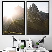 2 Piece Framed Canvas Wall Art Sunset in The Mountains Canvas Prints Home Artwork Decoration for Living Room,Bedroom - 16