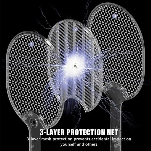 Image of Mosquito Killer Racket Bat Uv Light Lamp Five Nights Mosquito Killer Autokill 2 in 1 Mosquito Racket 1200Mah Rechargeable Battery Handheld Electric Fly Swatter Easy use Home