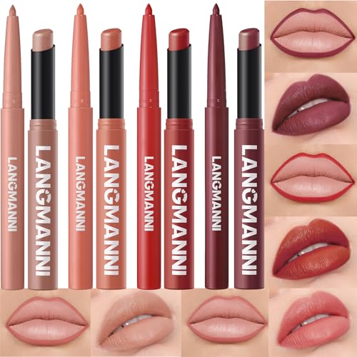 Image of 8Pcs Lip Makeup Set, 6 Lip Liners + 6 Matte Lipsticks, | Includes 4 smooth lip liners and 4 creamy matte lipsticks in rich shades for long-lasting daily or party makeup.