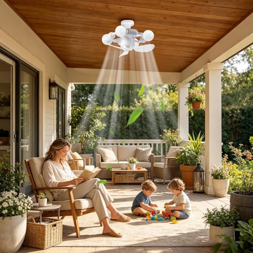 Ventilateur de plafond avec éclairage intégré E27 pour intérieur et ferme - 2