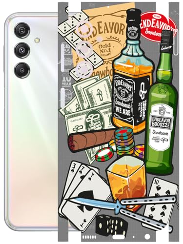 Image of AtOdds - Full Body Back Screen Guard Protector Film - Lamination Wrap Skin Sticker Compatible with Samsung Galaxy M34 (5G) | Scratchproof Matte Finish (Wine Graffiti)
