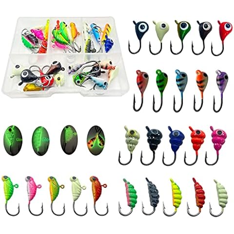 25 Stück Eisangeln Jigs für Panfish Crappie Sonnenfisch Zandern Eisangeln Jig Box Zubehör Eisangeln Tackle Box Set Cover