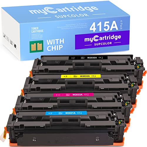myCartridge SUPCOLOR 415A Toner Kompatibel für HP 415A Multipack Druckerpatronen mit Chip für HP Color Laserjet Pro MFP M479fdn M479fdw M479dw M454dw Toner Cover