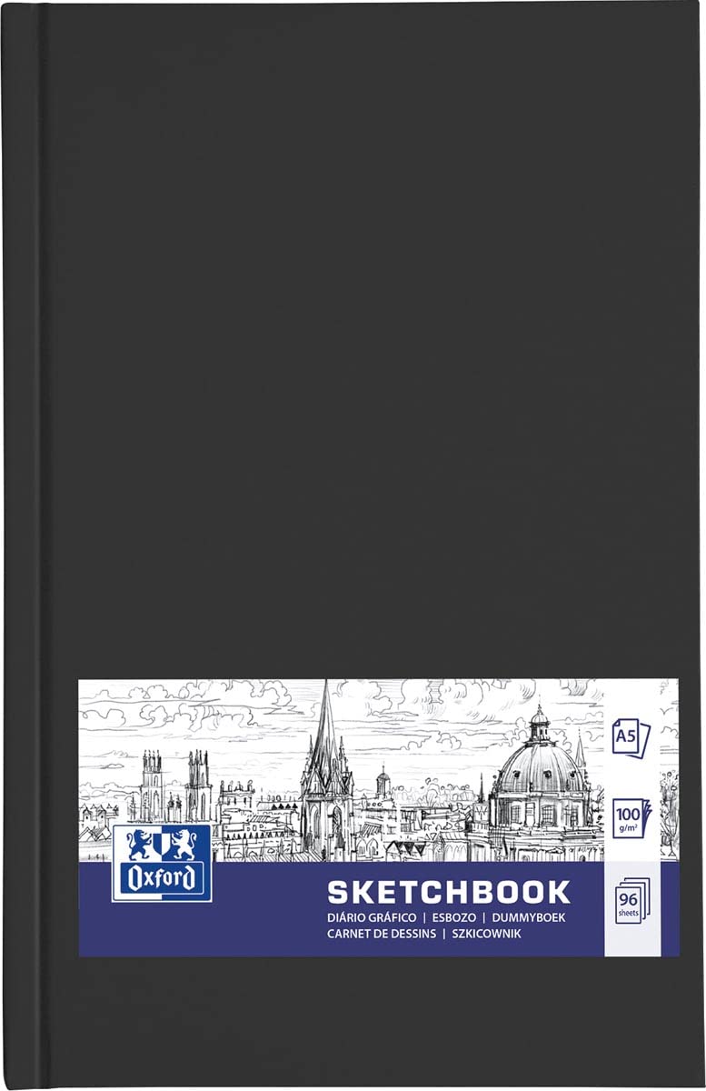 Szkicownik Oxford Sketchbook Szyty A5 96K Czarny, 5 sztuk