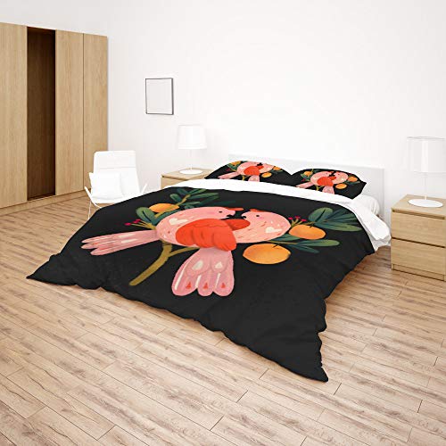 Parure de lit oiseaux roses infroissable en polyester ultra doux - 5