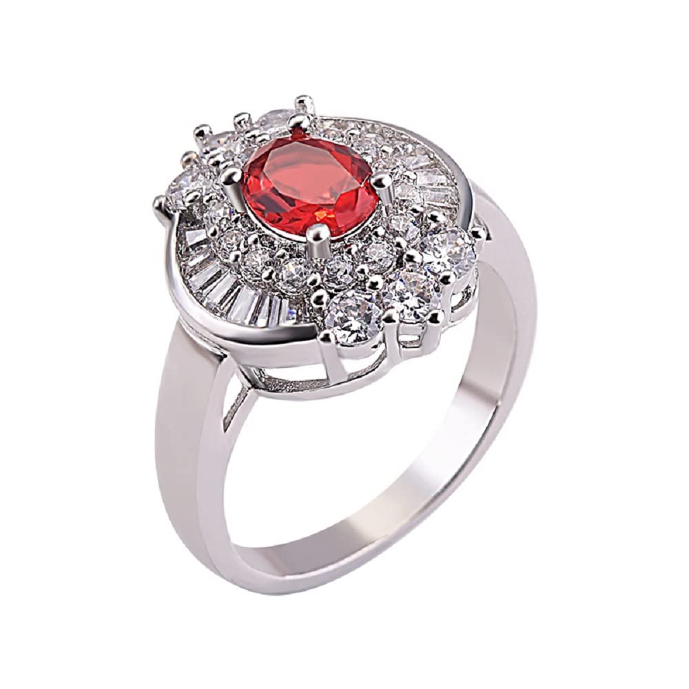 Inlaid Ruby Trapezoid Zircon Ring Simulation Zircon Engagement Ring (9)