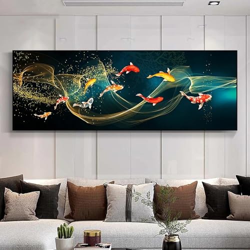 Affiche étang de lotus poissons koï décoration murale salon chinoise