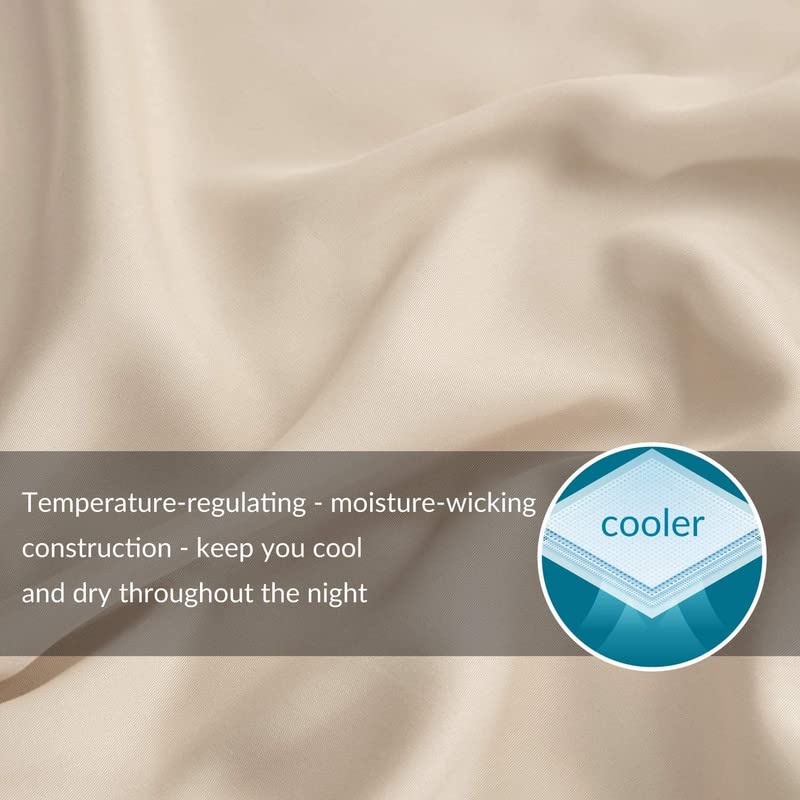 Image of Bed Sheet Queen Size Cotton - Pure Egyptian Cotton Queen Size BedSheet with Pillow Cover - Solid Taupe 600 Thread Count - Stain Resistant, Skin Friendly, Organic Cotton BedSheet
