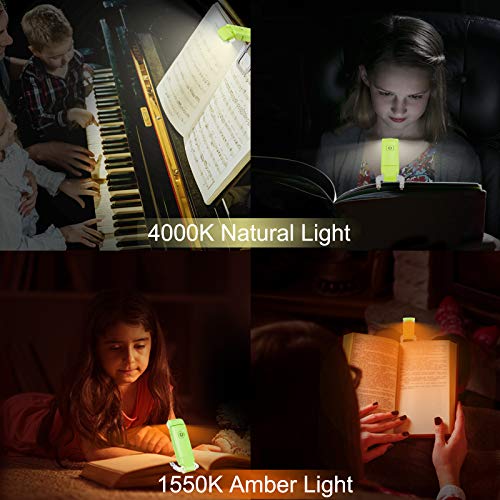 Image of Rechargeable Book Reading Light for Kids,Clip on LED Book Lights in Bed,Portable Bookmark Lights with Brightness Adjustable for Eye-Protection,Warm White and Amber LEDs Nightlight for Bookwarms