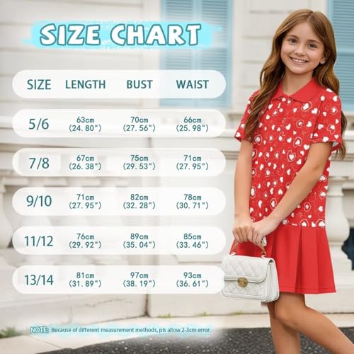 Girls Uniform Dress Back to School Tennis Outfits Short Sleeve Pleated Dress for 5-14 Years 7