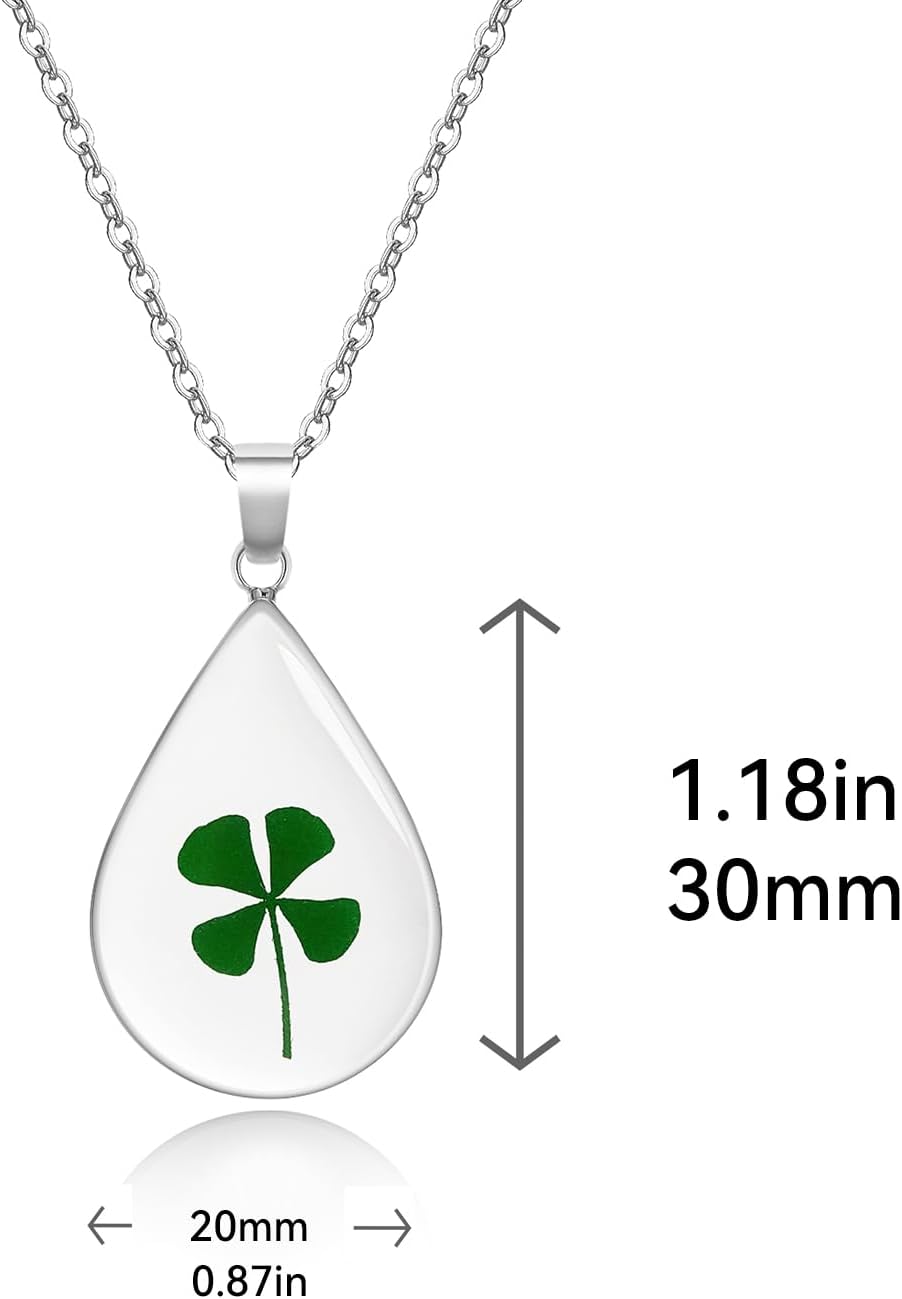 jayden Necklaces for Women - Four Leaf Clover Pressed Flower Necklace,St. Patrick's Day Jewelry,Handmade Personalized Necklaces Silver| 18” - Image 4
