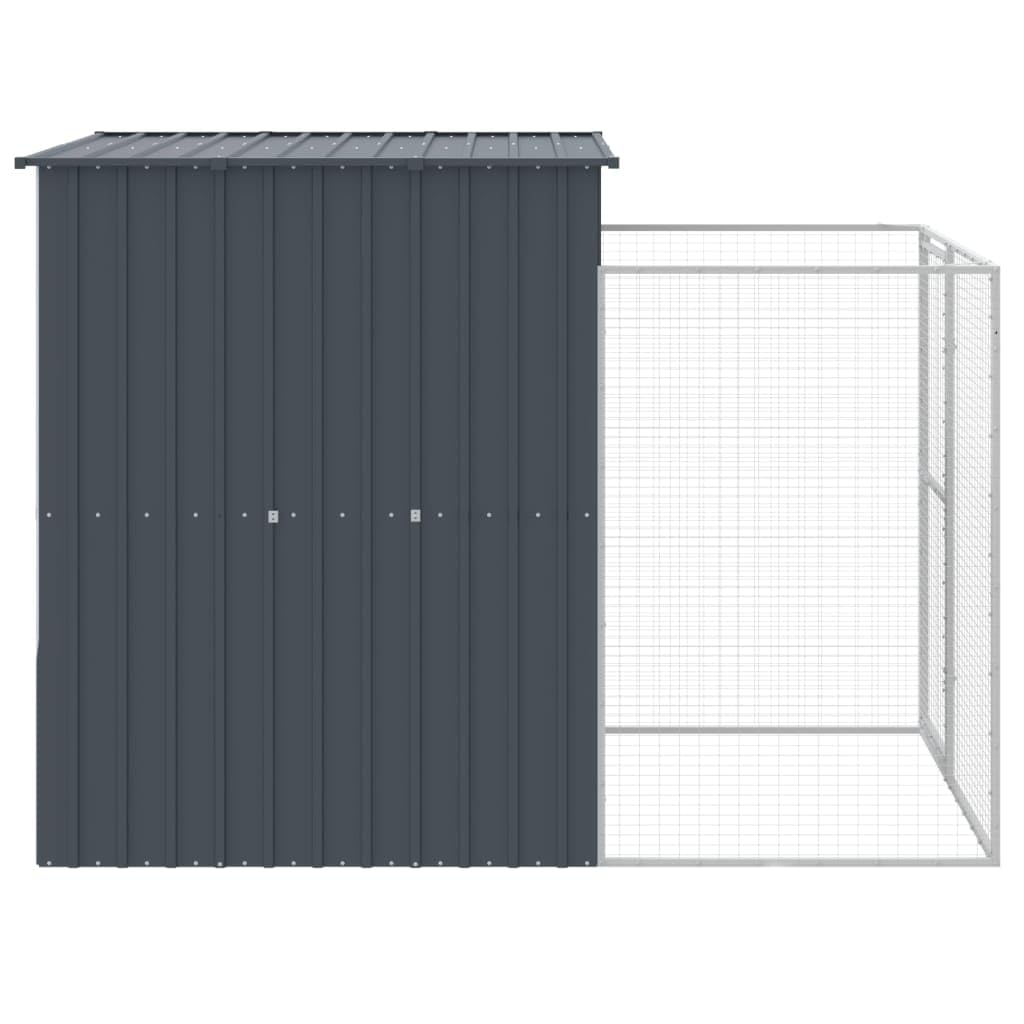 SECOLI Casetta Cani con Corsa, Box Cani Esterno, Recinto per Cani Da Esterno, Box per Cani Da Esterno, Gabbie per Cani, Antracite 165x251x181 cm Acciaio Zincato