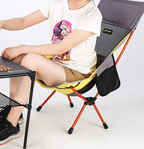 Chaise pliante jaune avec sac de transport portable pour camping