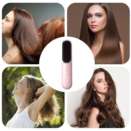 Brosse à lisser sans fil rechargeable avec 4 températures