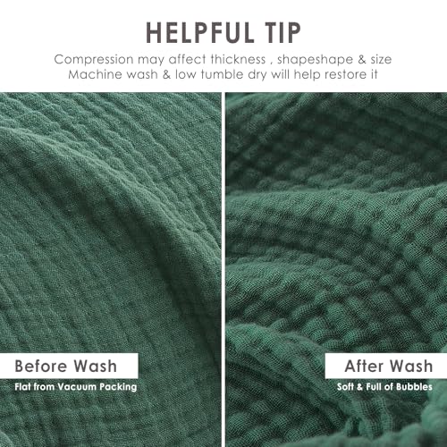 Image of EMME Muslin Blankets for Adults Throw Blanket for Couch Breathable Gauze Soft Lightweight Airy Forest Green Baby 40 inch x 50 inch