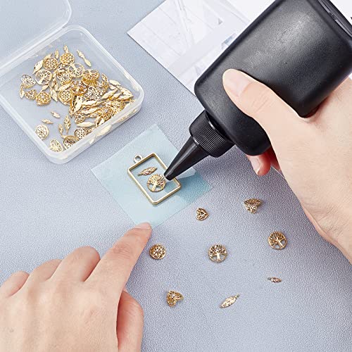 OLYCRAFT 144pcs Gold Resin Fillers Hollow Alloy Cabochons Tree of Life Leaves Resin Charms Epoxy Resin Supplies Nail Art Decoration Epoxy Resin Filling Material - Image 4