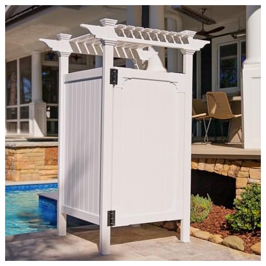 89in H x 62in W x 47in L (1 Enclosure) Zippity Hampton Outside Shower Enclosure Kit with Door, White Vinyl Outdoor Shower Kit for Pool Shower, Outdoor Changing Room, Beach Shower, ZP19009
