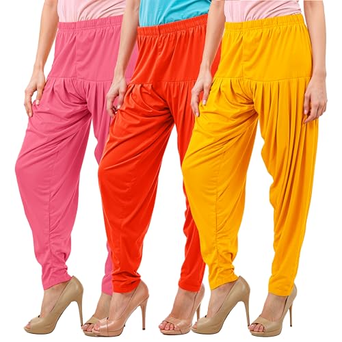 Image of Buy That Trendz Patiala Pant Combo Pants for Womens Pack of 3 Viscose Patiyala Salwar Bottoms