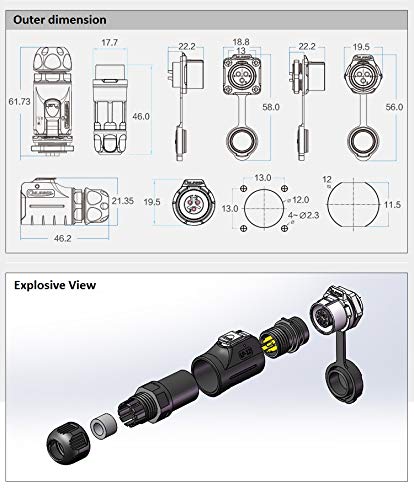 Connettore M12 Maschio A 5 Pin Codice A - Impermeabile IP67, Per Cavi Sensori, Automazione Industriale, Montaggio A Pannello