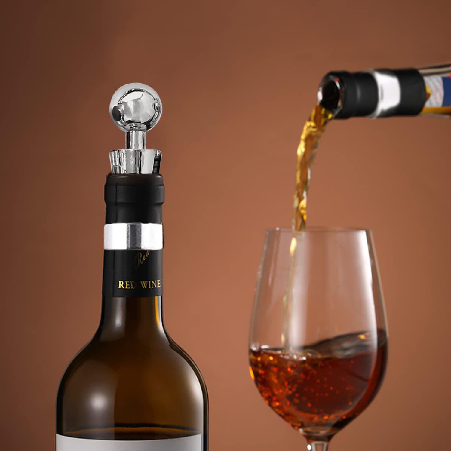 4 Anillos De Gota De Vino Y 1 Tapón, Acero Inoxidable, Collar Para Botella, A Prueba De Fugas - Accesorios Para Familias, Bar, Restaurantes