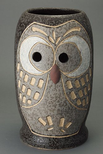 信楽焼　ふくろう彫り傘立て 傘立て 陶器 信楽焼 おしゃれ スリム フクロウ 傘入れ モダン シンプル