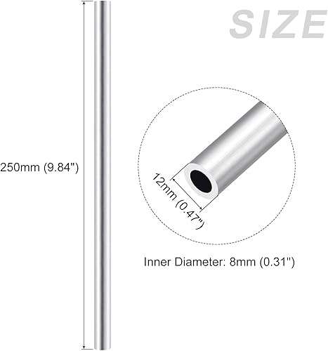 Miniatura 92 de METALLIXITY Tubo de aluminio 6063 (0.394 in de diámetro x 0.276 in de diámetro interior x 11.811 in de largo), 2 piezas, tubo redondo de aluminio