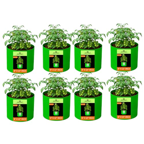 Image of Kingwell grow bags 9x12 inches pack of 8 For Terrace Garden Vegetable Plant Grow Bags Fruits Growing Containers For terrece Gardening