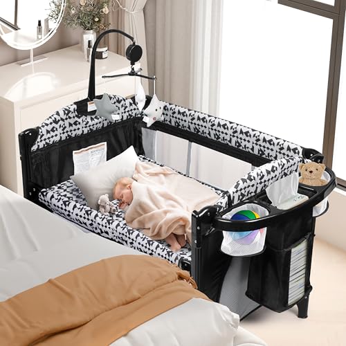Xilingol 5-in-1 Baby Bassinet Bedside Sleeper, Baby Pack and Play with Changing Table, Portable Crib...