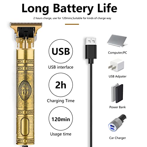 Foto von Herren Haarschneider, Wasserdicht Elektrischer Haarschneider, 4 Führungskämmen, Haarschneidemaschine Profi Bartschneider Herren, Wiederaufladbar Langhaarschneider(Bronze)