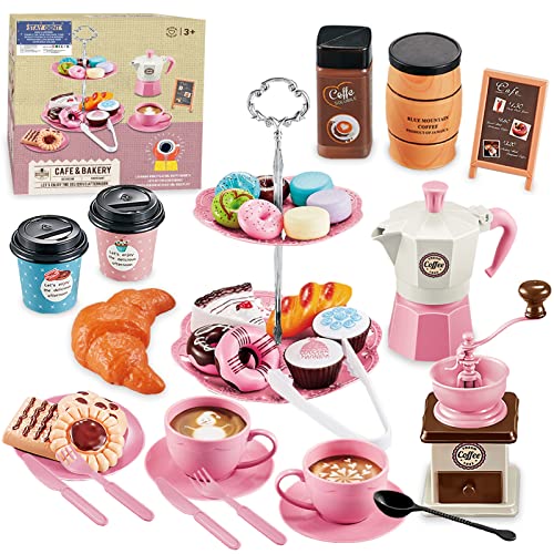 Happy Afternoon Tea Time: in combinazione con caffè e dessert, questo set da tè giocattolo offre una deliziosa esperienza di tè pomeridiano. I bambini possono intrattenere amici, genitori e bambole con questo set da tè. Servire la torta e versare il caffè
